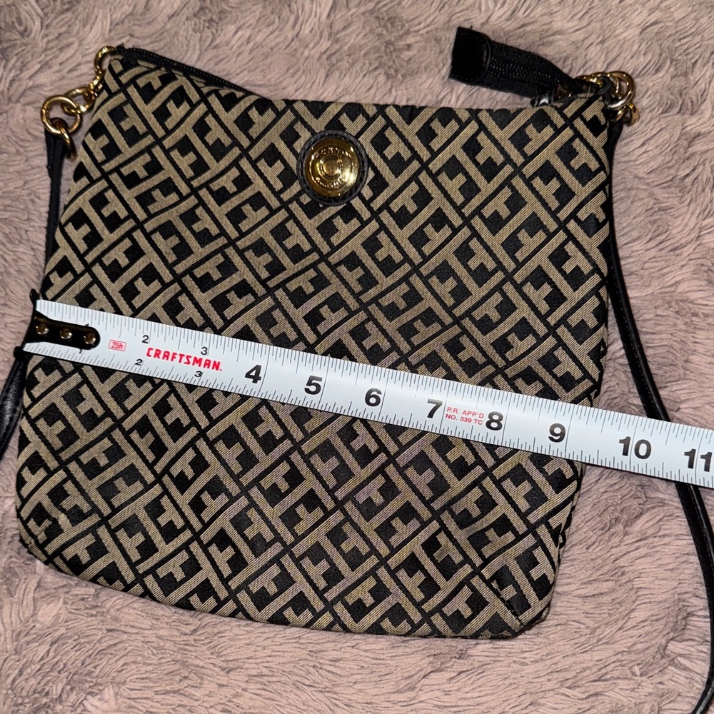Tommy Hilfiger Black and Tan Geometric Crossbody Bag - Picture 7 of 7